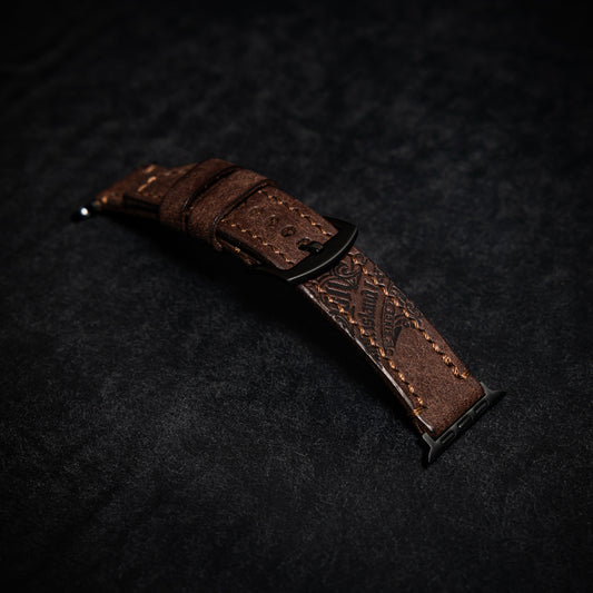 Apple Watch Kelloranneke Tumman Ruskea Tummalla Ompeleilla
